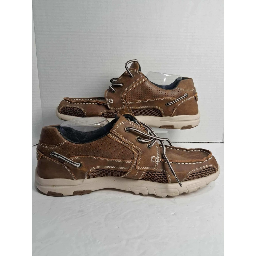 Reel Legends Mens Brown Perforated Boat Shoes Size 12‎ Athletic Loafer Comfort
